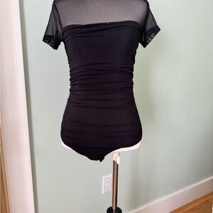 Chic Black Mesh Bodysuit for Women